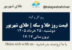 قیمت طلا و سکه امروز دوشنبه ۲۵ خرداد ۱۴۰۵ ساعت ۱۷:۱۷ – روز گل و گیاه | طلای شهریور